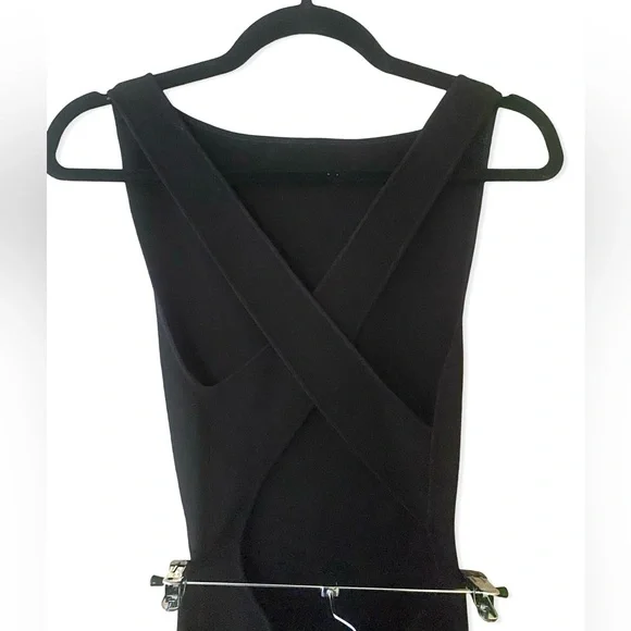 HELSA Lanli Knit Dress black open back maxi gown column sheath FWRD Revolve S - Picture 10 of 14